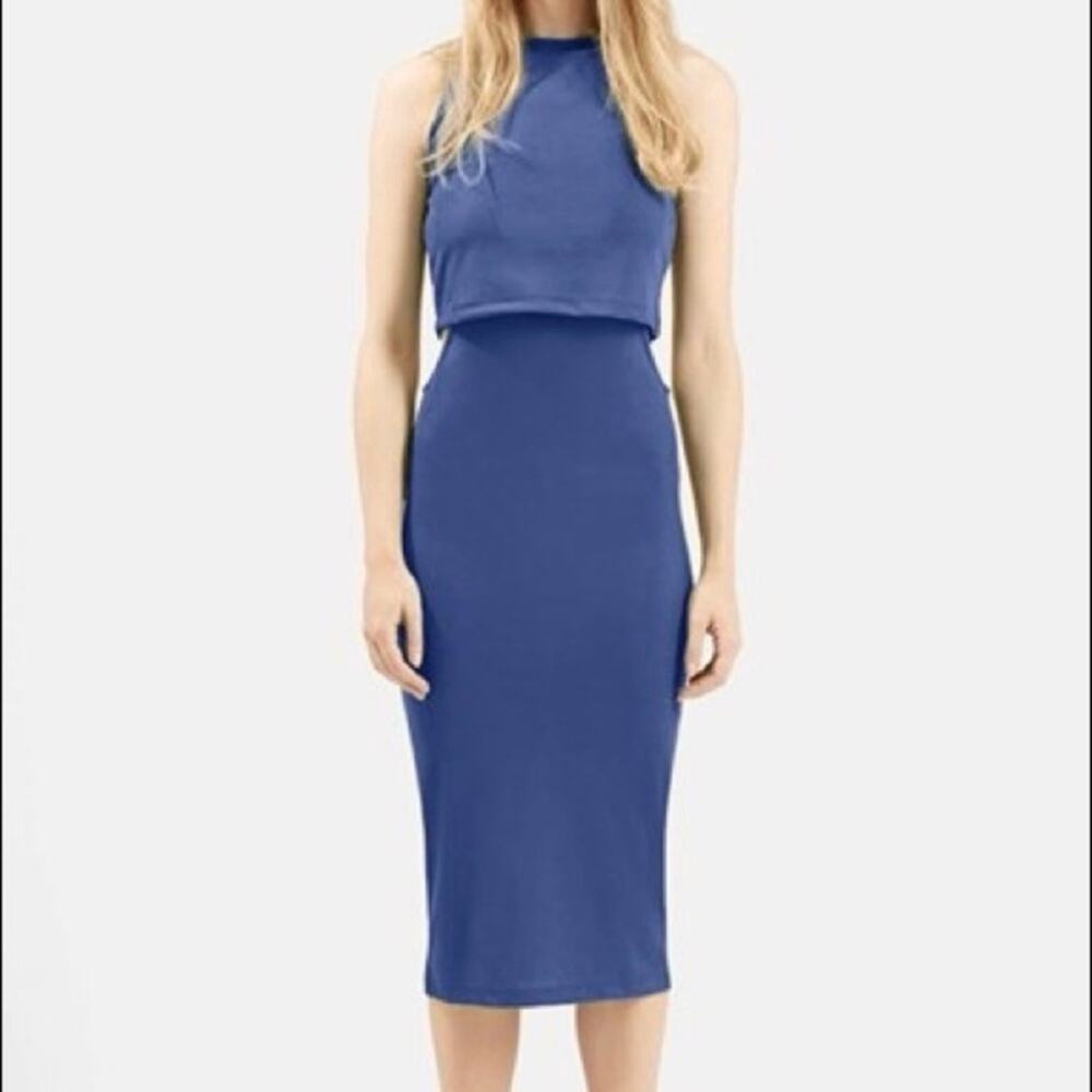 Topshop Blue Cutout Midi Bodycon Dress, Super Cute and Unique Cut, Size 2